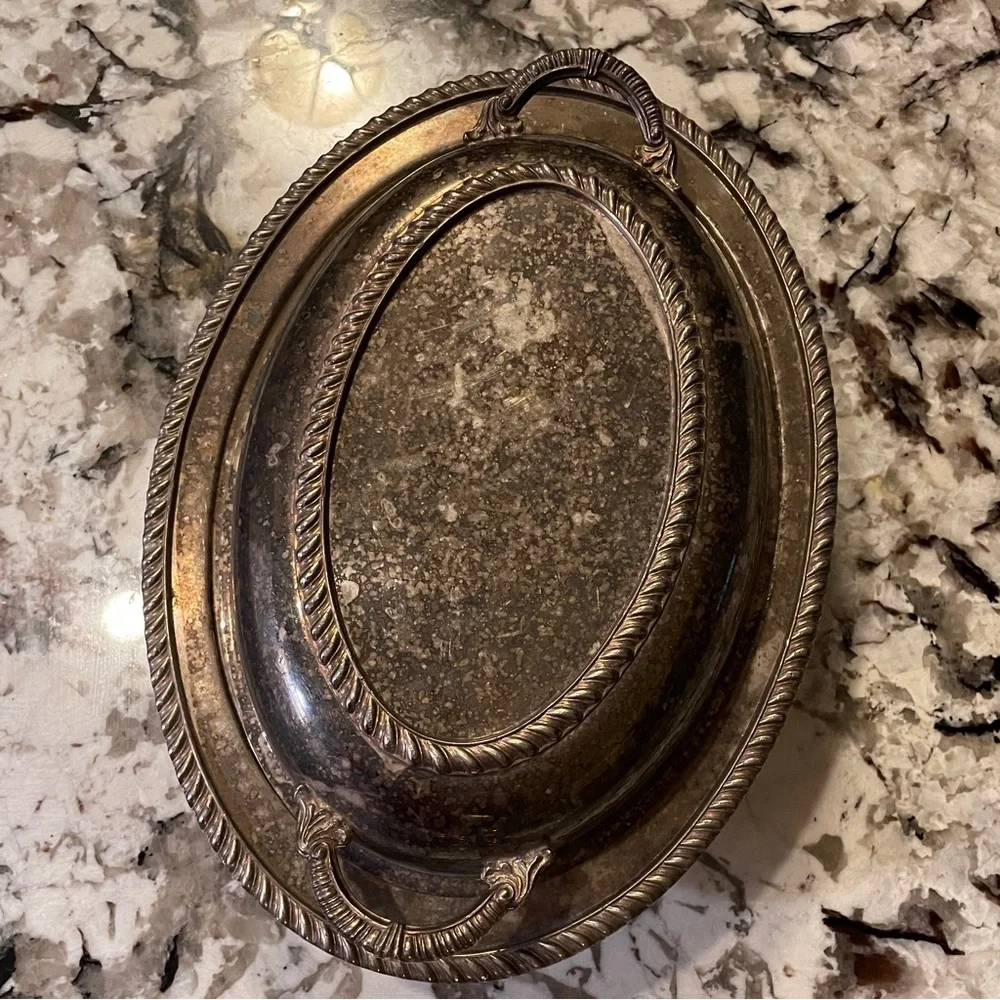 Vintage English Silver MFG.Corp Divided Serving Dish w/ LID COVER Made In U.S.A